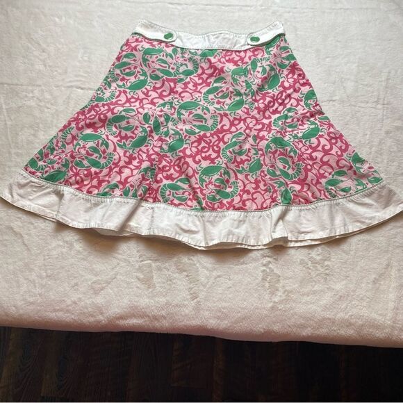 L.L. Bean White, Pink and Green Crustacean Skirt Size 8 - Picture 1 of 10